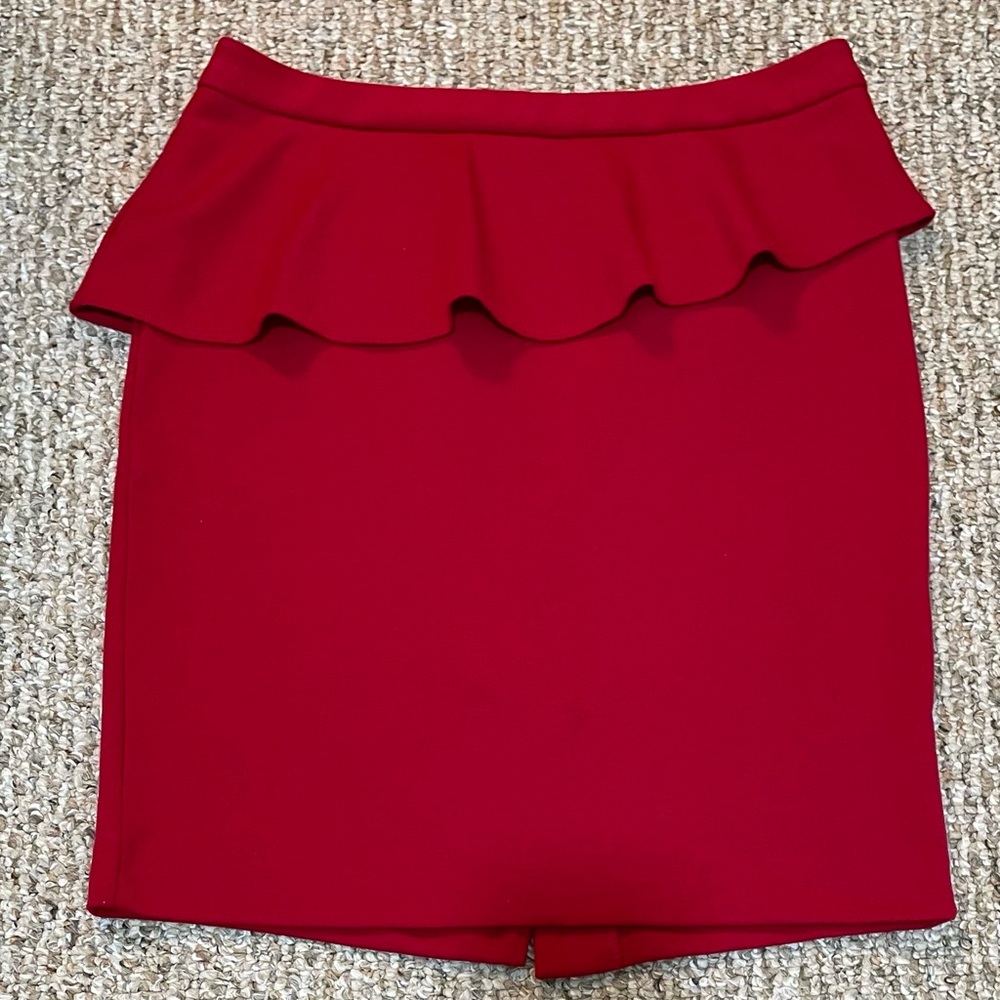 Cynthia Rowley above-the-knee red skirt with peplum